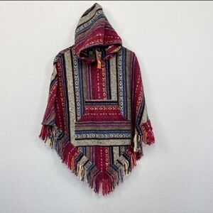 Kathmandu Imports Hooded Poncho w Pouch Pocket 100% Cotton Womens Onesize NWT